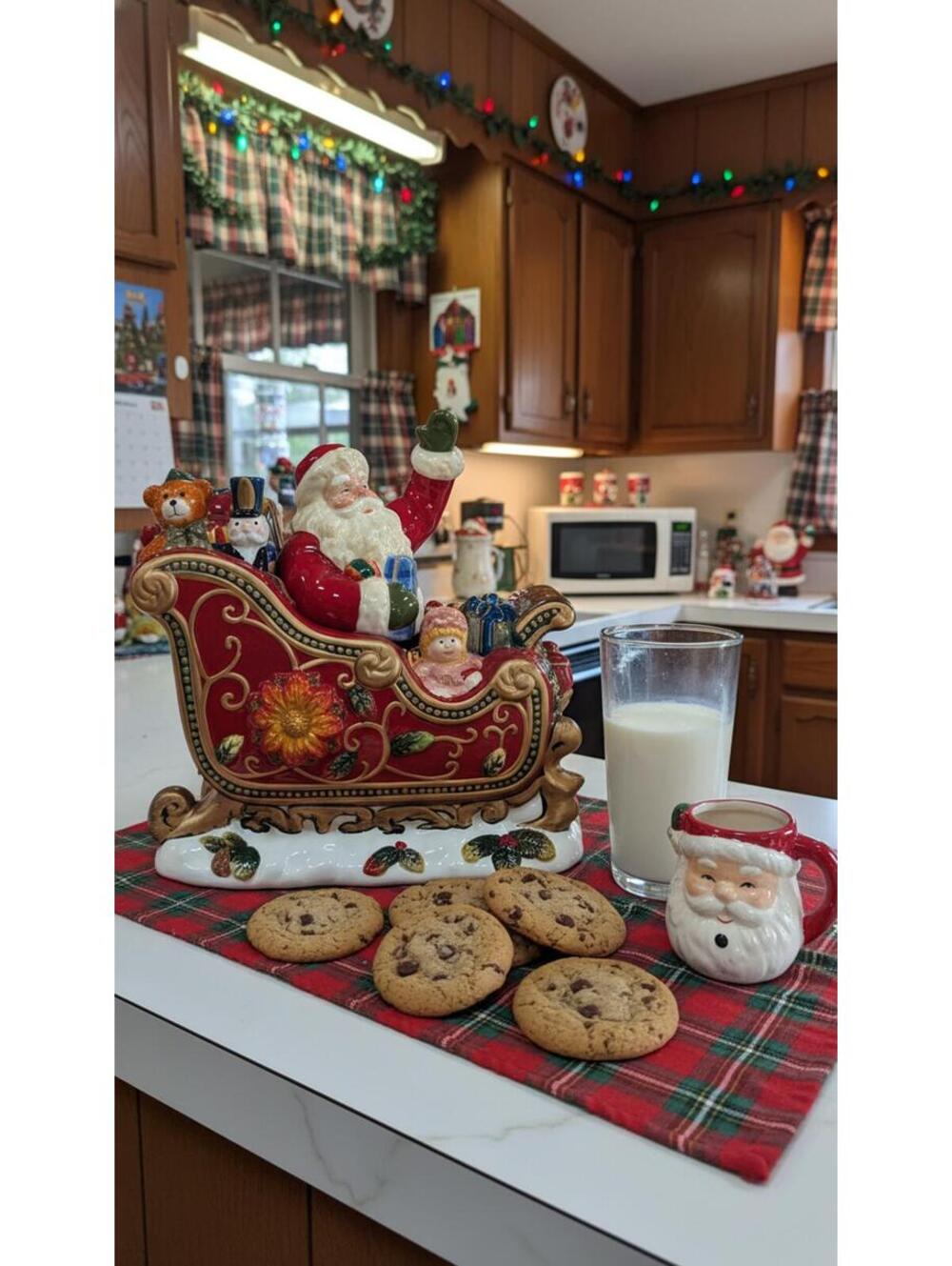 Vintage Mercuries China Christmas Santa Sleigh Cookie Jar Ceramic 1990s Holiday